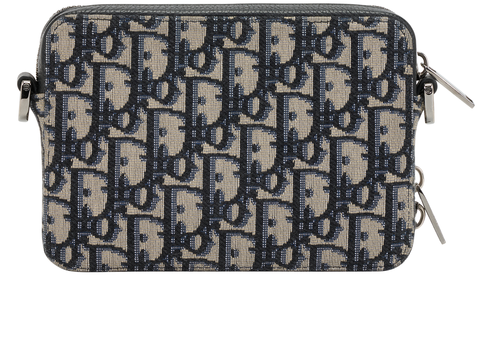 Oblique Jacquard Zipped Pouch, &pound;950, Handbags, Beige/Black, Canvas, Back view